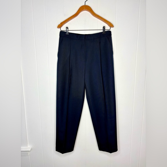 Theory Tapered High-Rise Pant in Wool-Blend Hopsack Navy Blue Women’s Size 6 - Picture 3 of 10